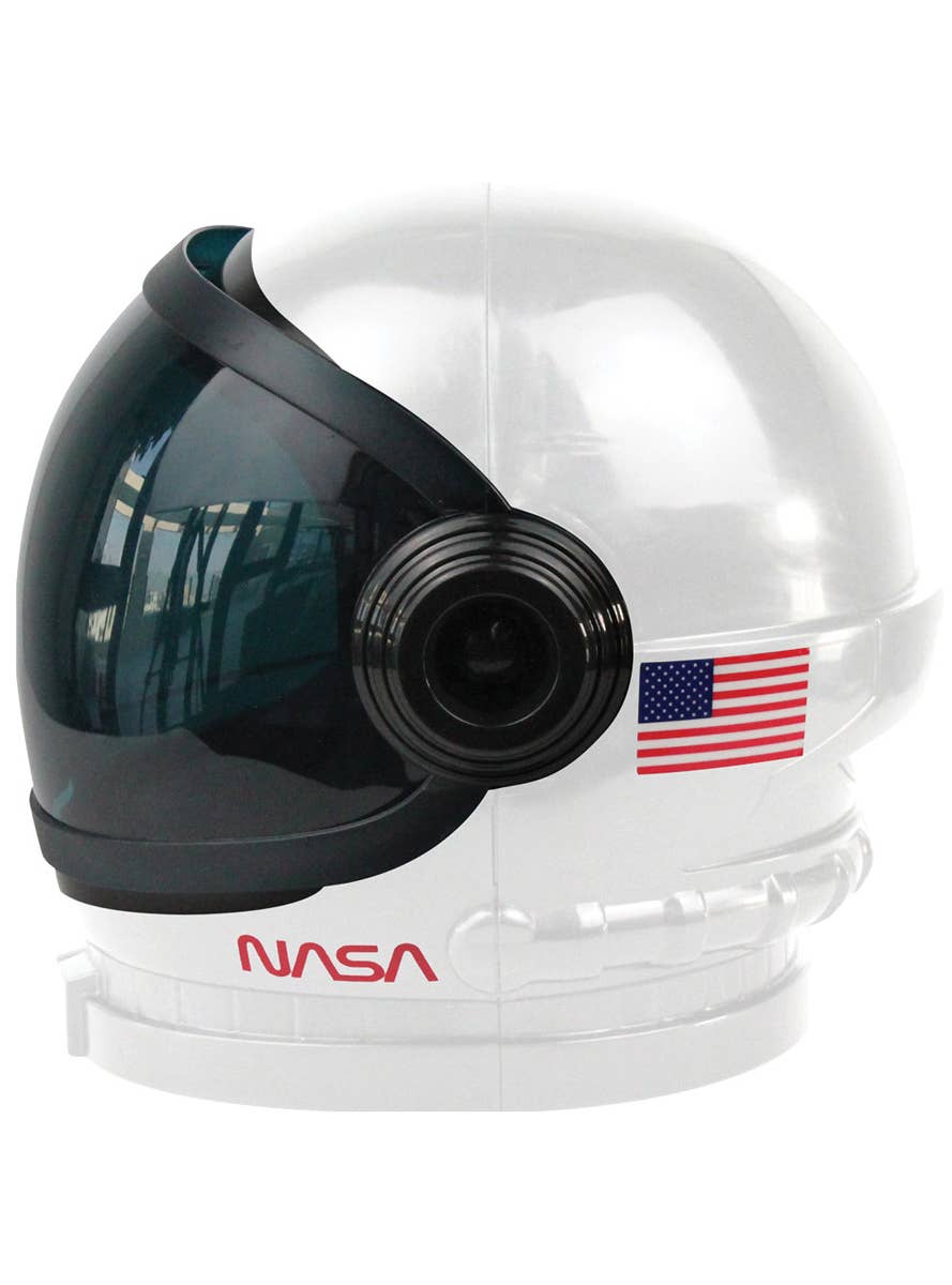 Full Head White NASA Space Helmet Costume Accessory - Side Image