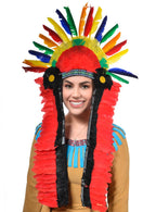 Image of Multicoloured Native American Chief Costume Headdress