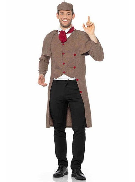 Image of Victorian Detective Men's Sherlock Costume - Front View