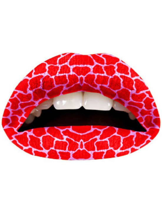 Women's Red And White Zebra Print Temporary Lip Tattoo Applique Main Image 