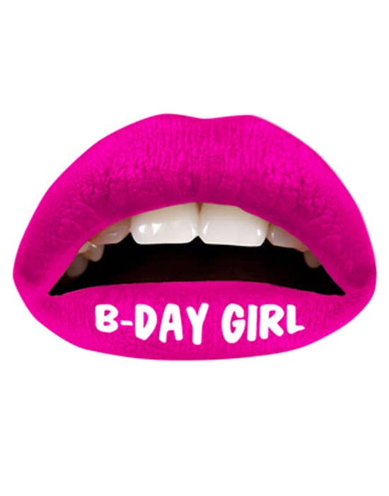 Bright Pink Temporary Birthday Girl Lip Tattoo Applique Costume Accessory Main Image