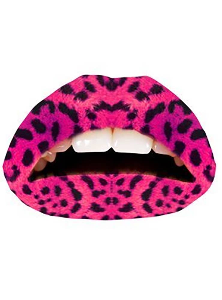 Set of 2 Pink Leopard Print Temporary Lip Appliqués