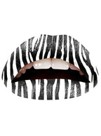 Set of 2 Black and White Zebra Print Temporary Lip Appliqués