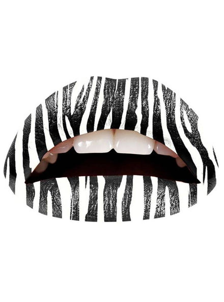 Set of 2 Black and White Zebra Print Temporary Lip Appliqués