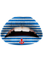 Temporary Blue and White Navy Sailor Lips Tattoo Applique by Violent Lips Image 1