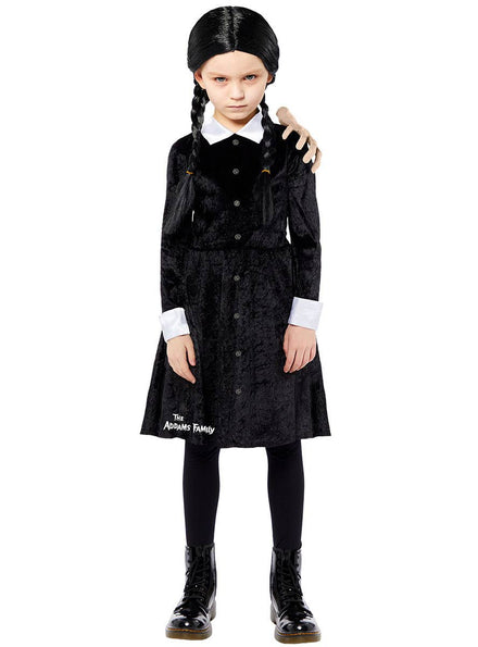 Image of Wednesday Addams Girls Licensed Halloween Costume - Main Image