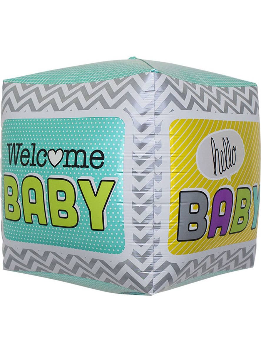 Image of Welcome Baby 45cm Cube Shaped Foil Balloon