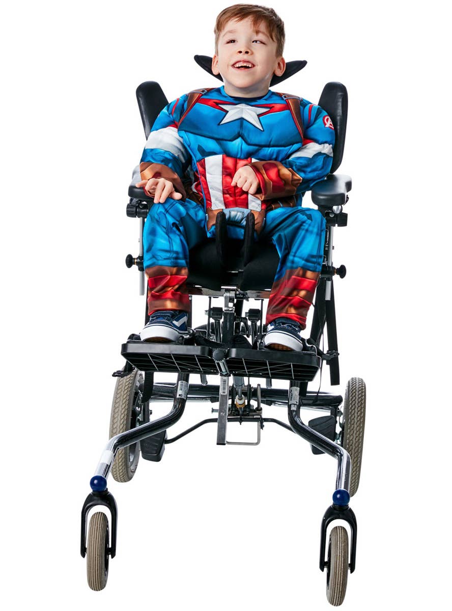 Image of Adaptive Captain America Boys Marvel Superhero Costume - Alternate Front View 2