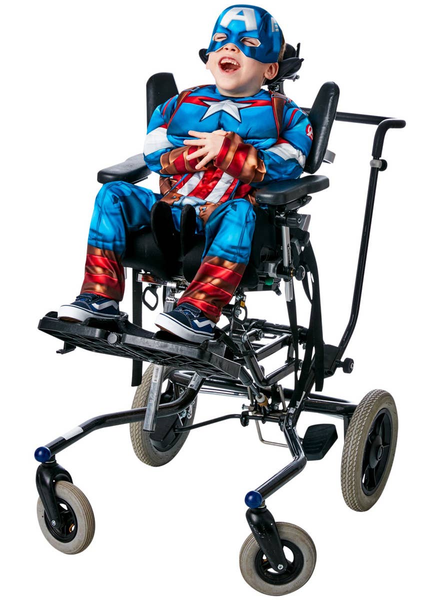 Image of Adaptive Captain America Boys Marvel Superhero Costume - Alternate Front View 1