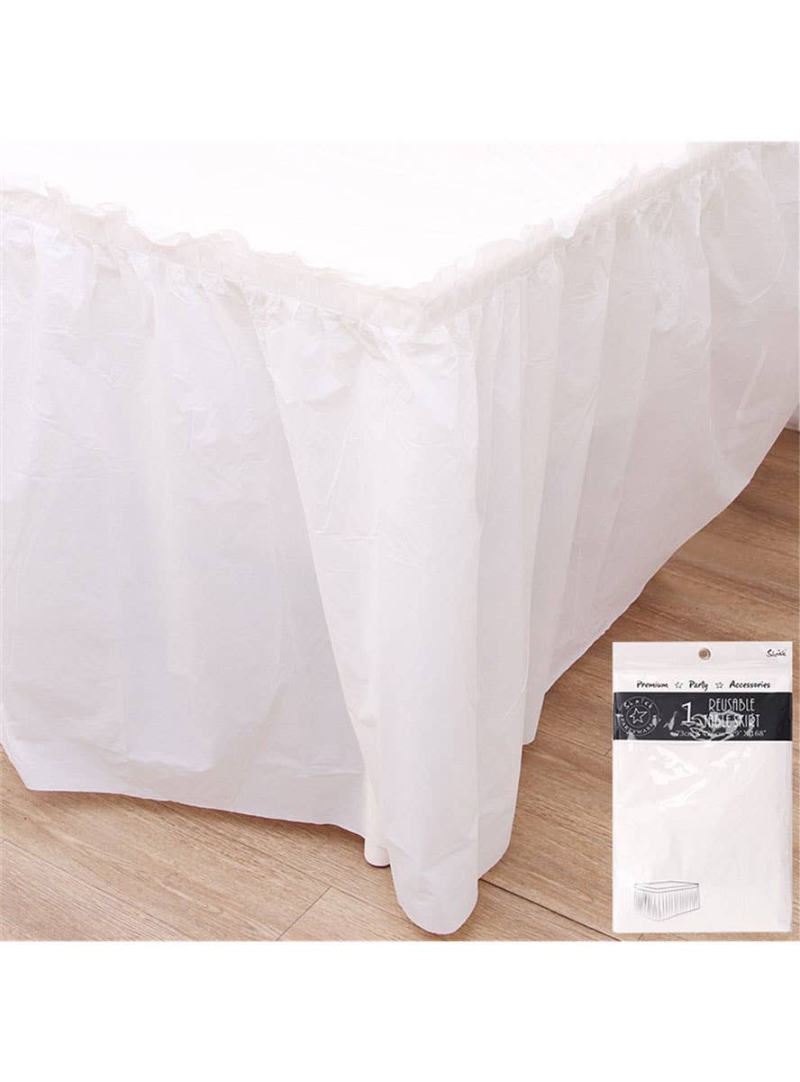 Image of White 426cm Plastic Table Skirt