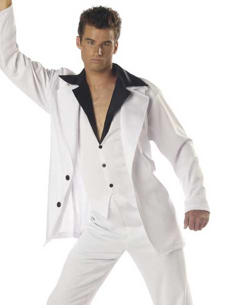 White Saturday Night Fever Men's Disco Dude Costume - Close Up Image