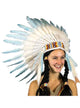 Image of Deluxe Blue and White Feather Native American Chief Headdress - Main Image