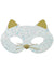 Image of Dazzling White and Gold Glitter Cat Costume Mask