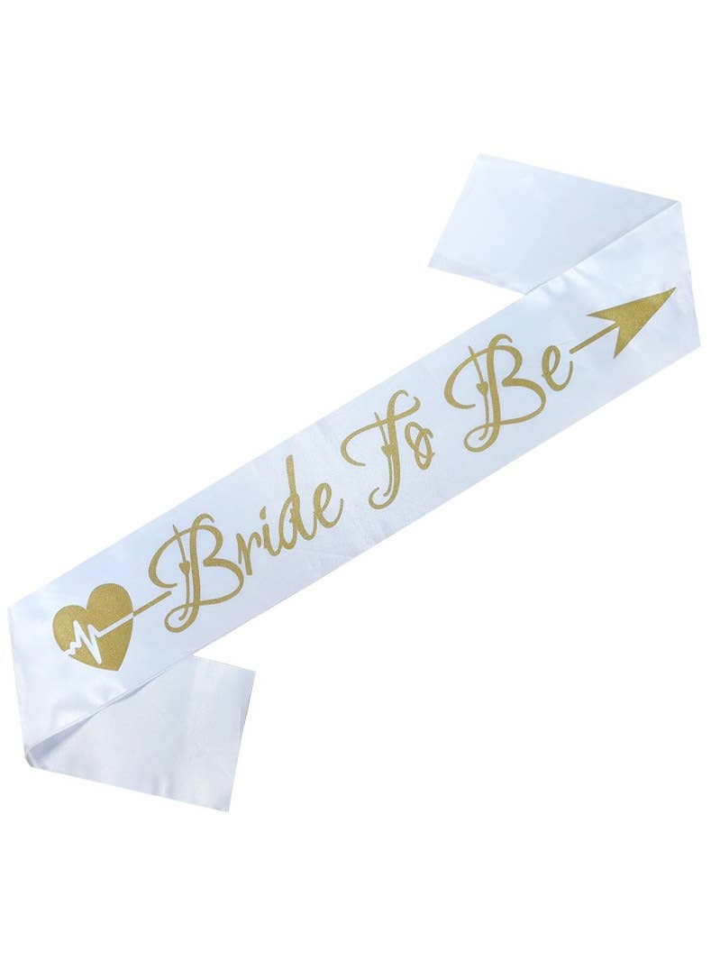 Image of Glittery Gold and White Bride to Be Hen's Party Sash - Alternate Image