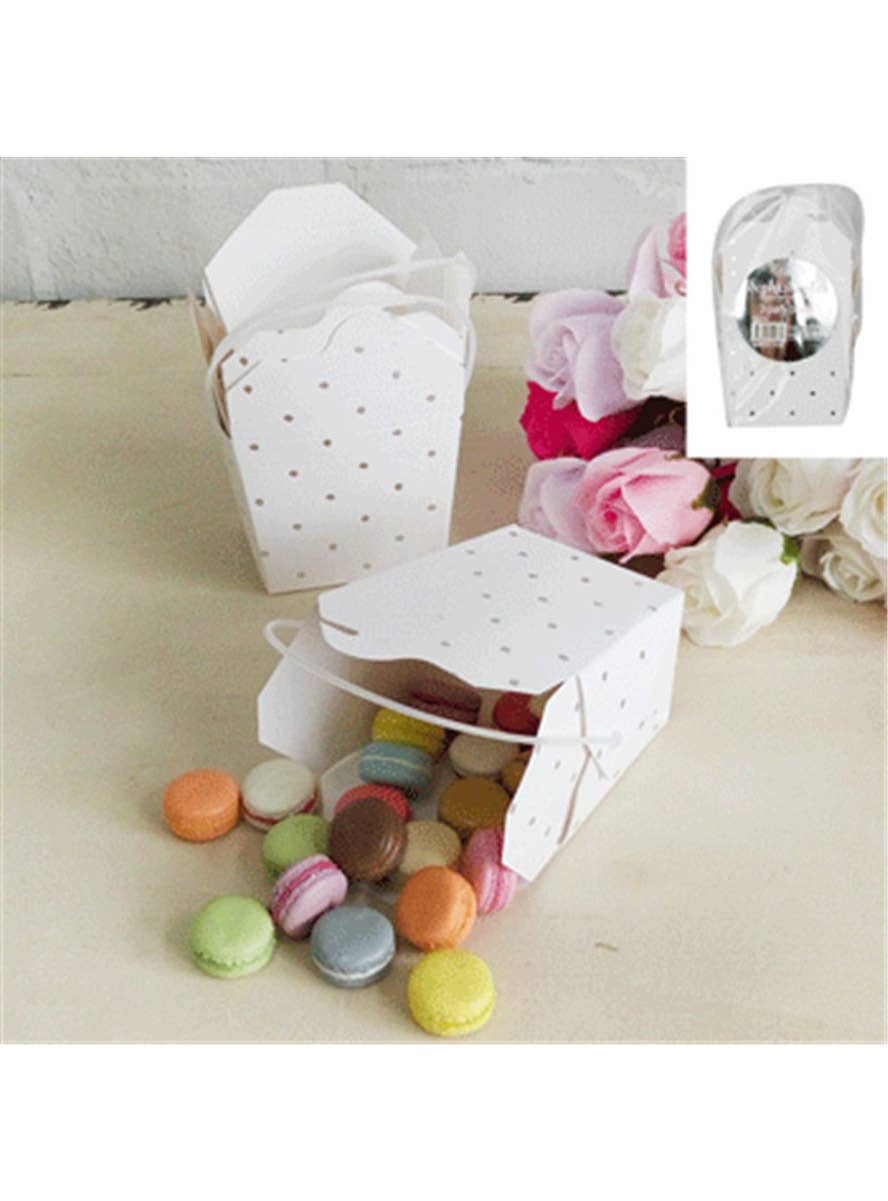 Image of Silver Polka Dots 3 Pack Party Favour Boxes
