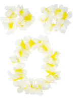 Image of Hawaiian Yellow and White Flower Head and Wrist Band Set - Main Image