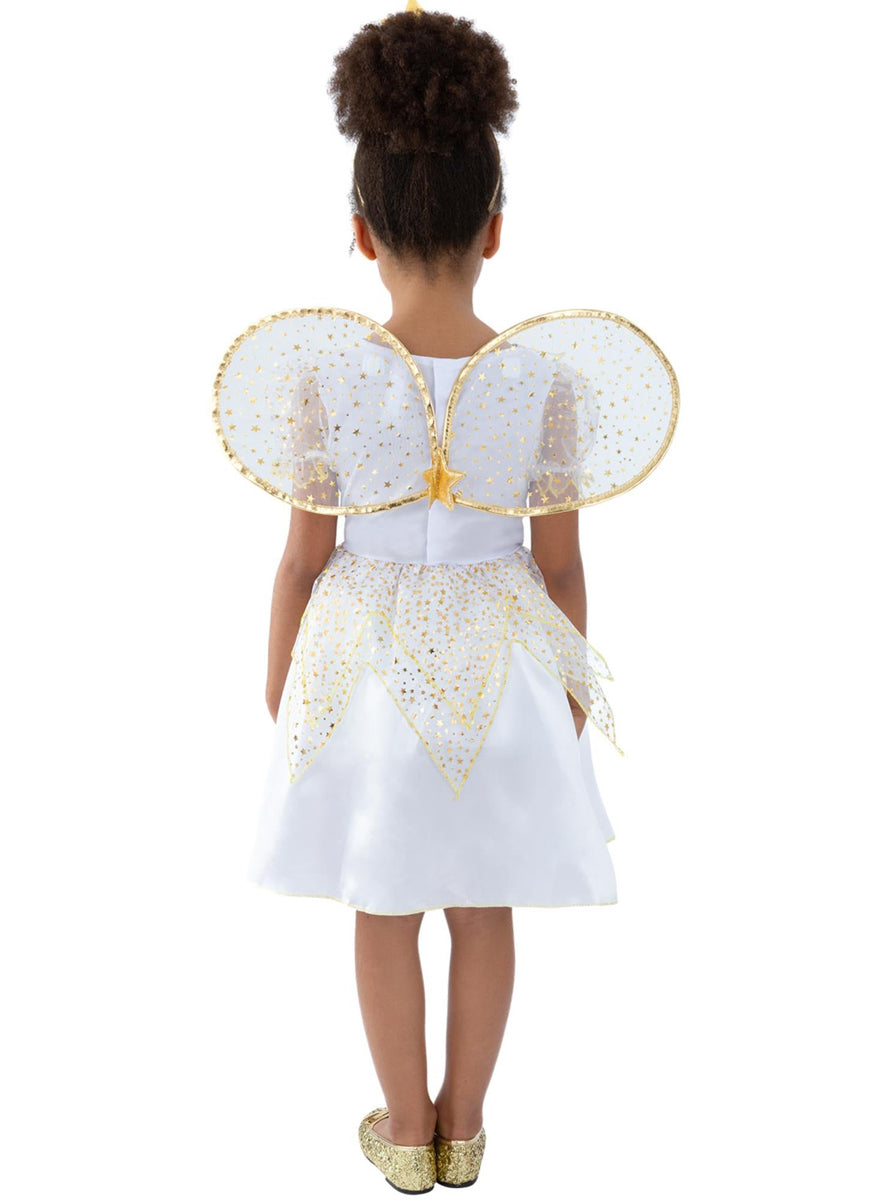 Girls White Christmas Star Fairy Costume - Back Image