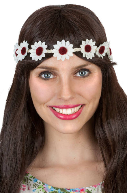 1970's Hippie White Daisy Chain Costume Headband