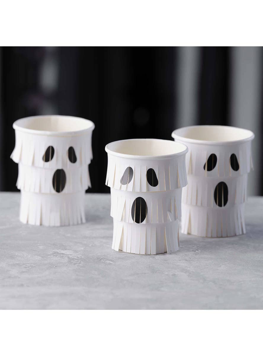 Image of White Ghost 8 Pack Halloween Paper Cups - Alternate Image