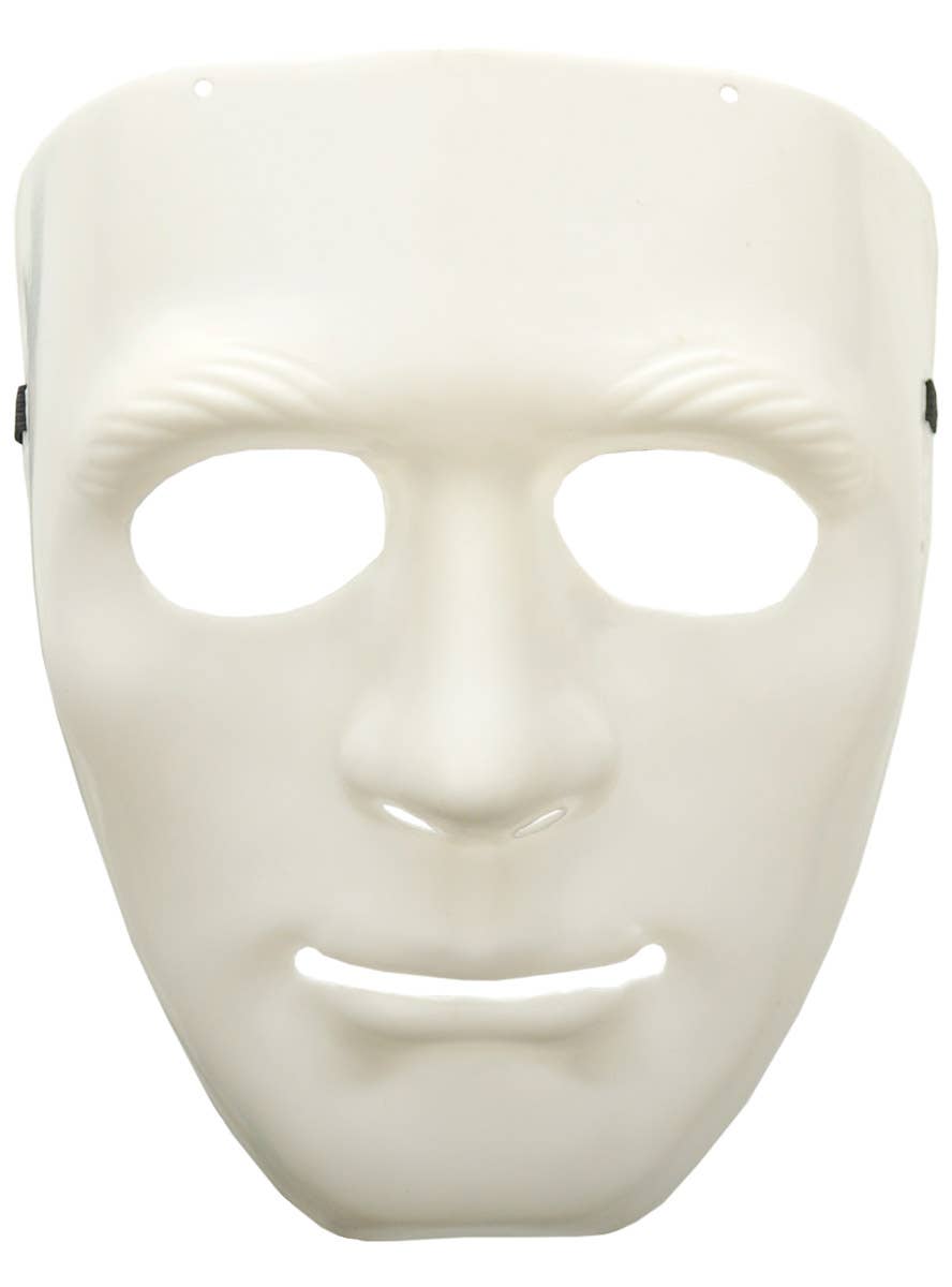 Image of Basic White Plastic Male Face Costume Mask