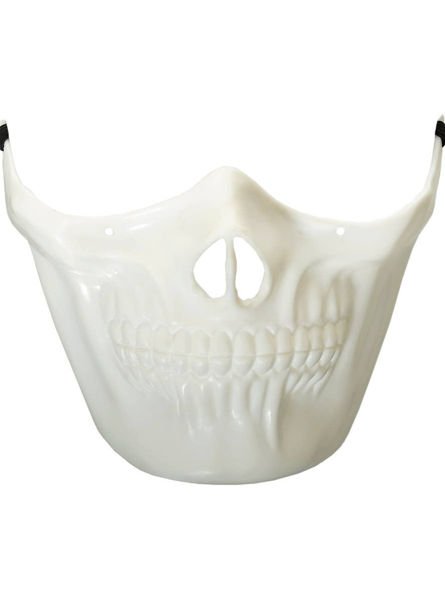 Image of Skeleton Half Face White Plastic Halloween Mask