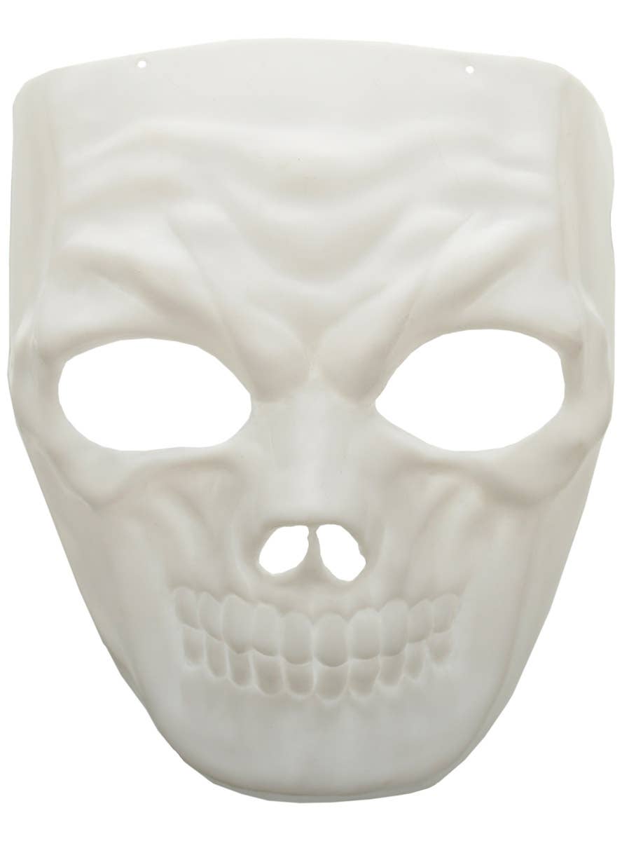 Image of Skeleton Face White Plastic Halloween Costume Mask