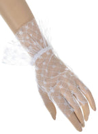 Image of Lacy White Ruffle 1980's Fingerless Costume Gloves