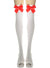 Image of Thigh High White Opaque Stockings with Red Bows