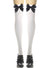 Image of Thigh High White Opaque Stockings with Black Bows