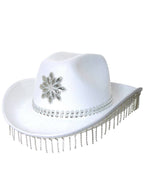 Image of Rhinestone White Cowgirl Costume Hat - Side Image