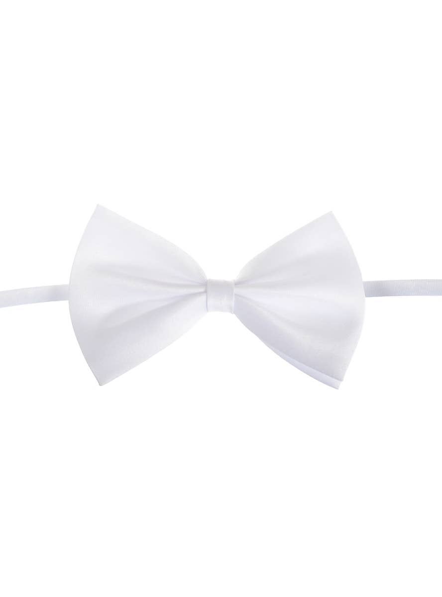 Image of Showman White Satin Bow Tie Costume Accessory - Main Image