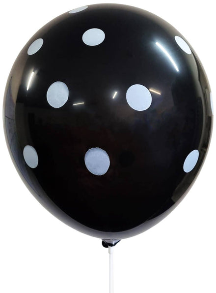 Image of Black and White Polka Dot Party Balloons 10 Pack