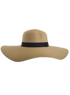 Image of Light Straw Wide Brimmed Floppy 1970's Costume Hat - Main Image