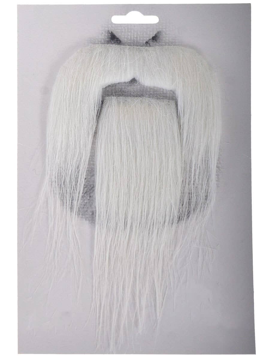 Image of Stick-On White Costume Beard and Moustache Set