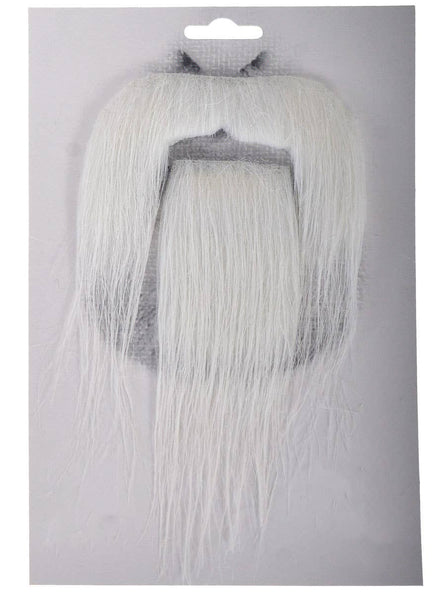 Image of Stick-On White Costume Beard and Moustache Set