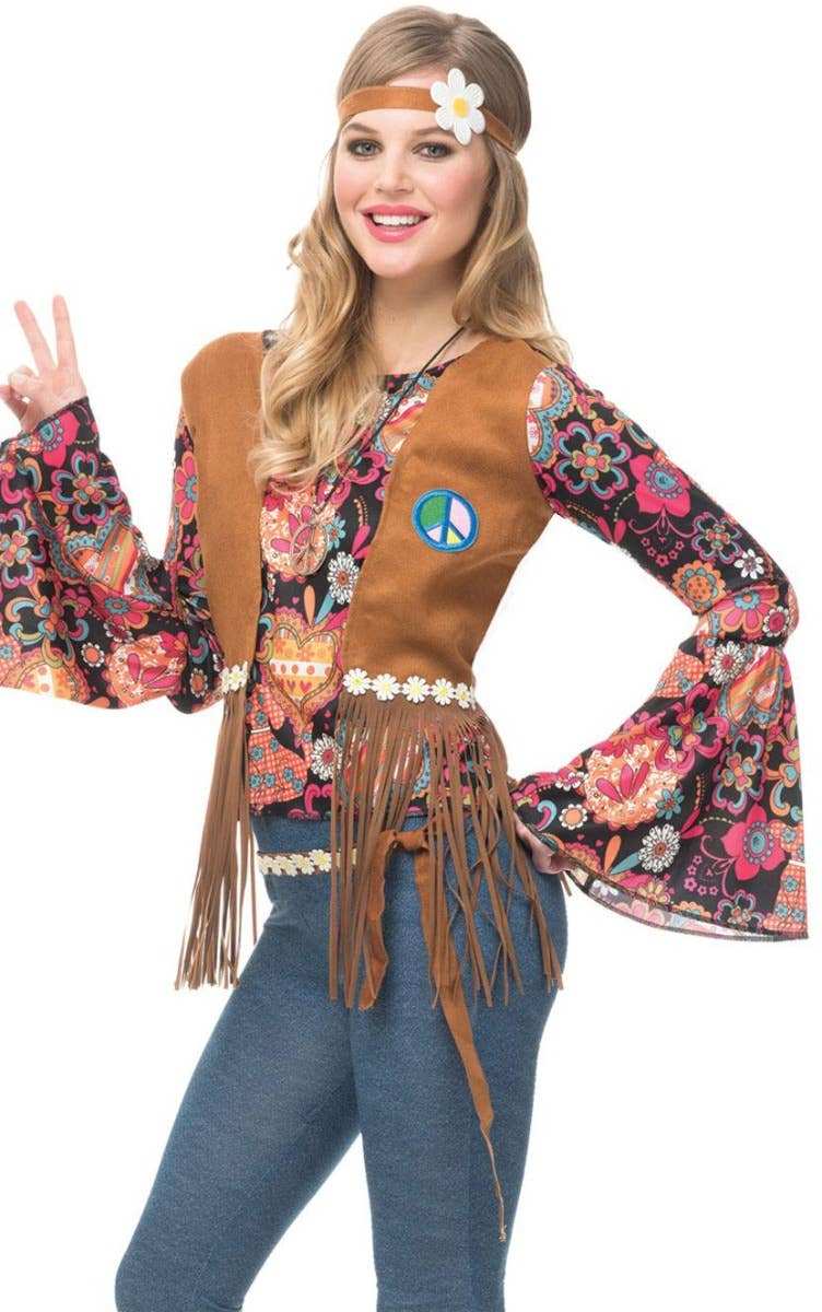 Women's Peace Out Hippie 1960's  Costume - Zoom Image