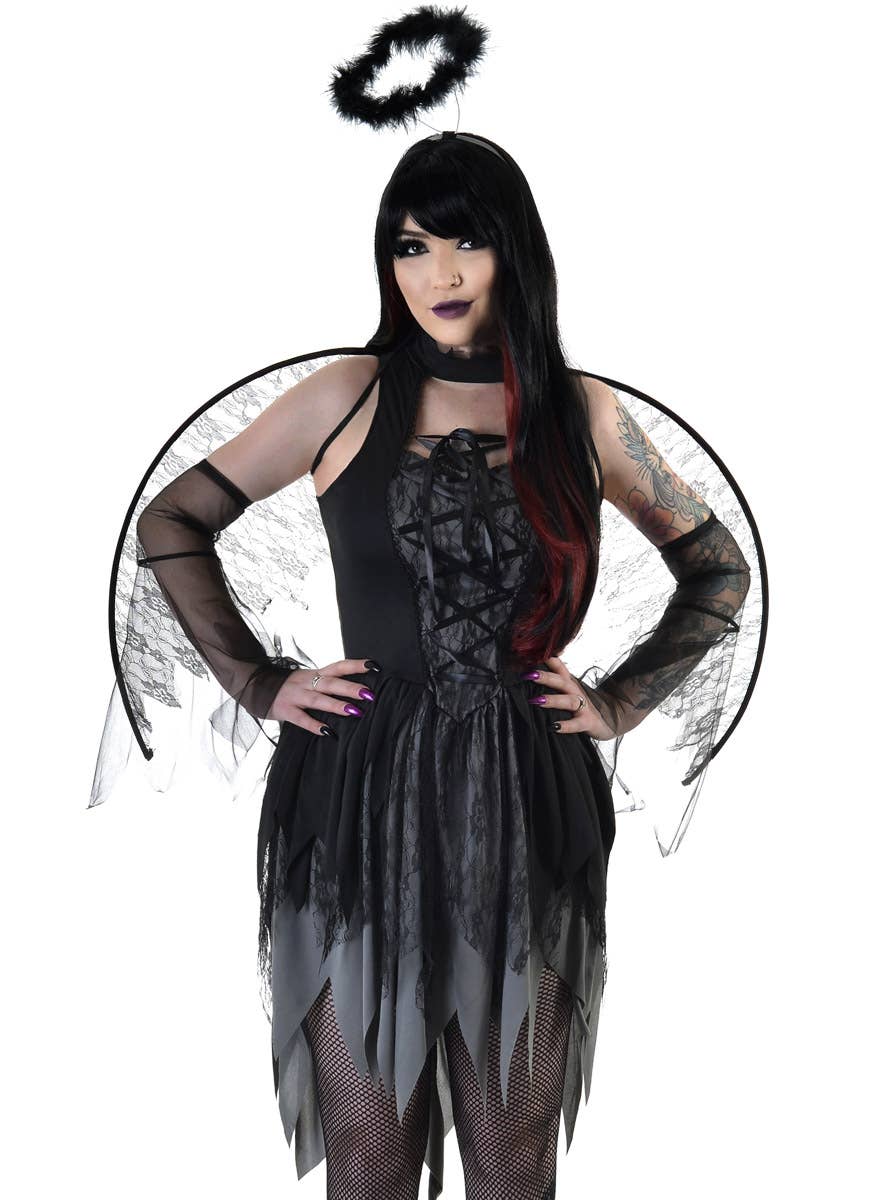 Image of Broken Fallen Angel Women's Halloween Costume - Close View