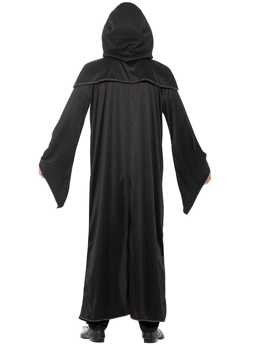 Image of Wizard Black and Gold  Women's Halloween Costume Cloak - Back Image