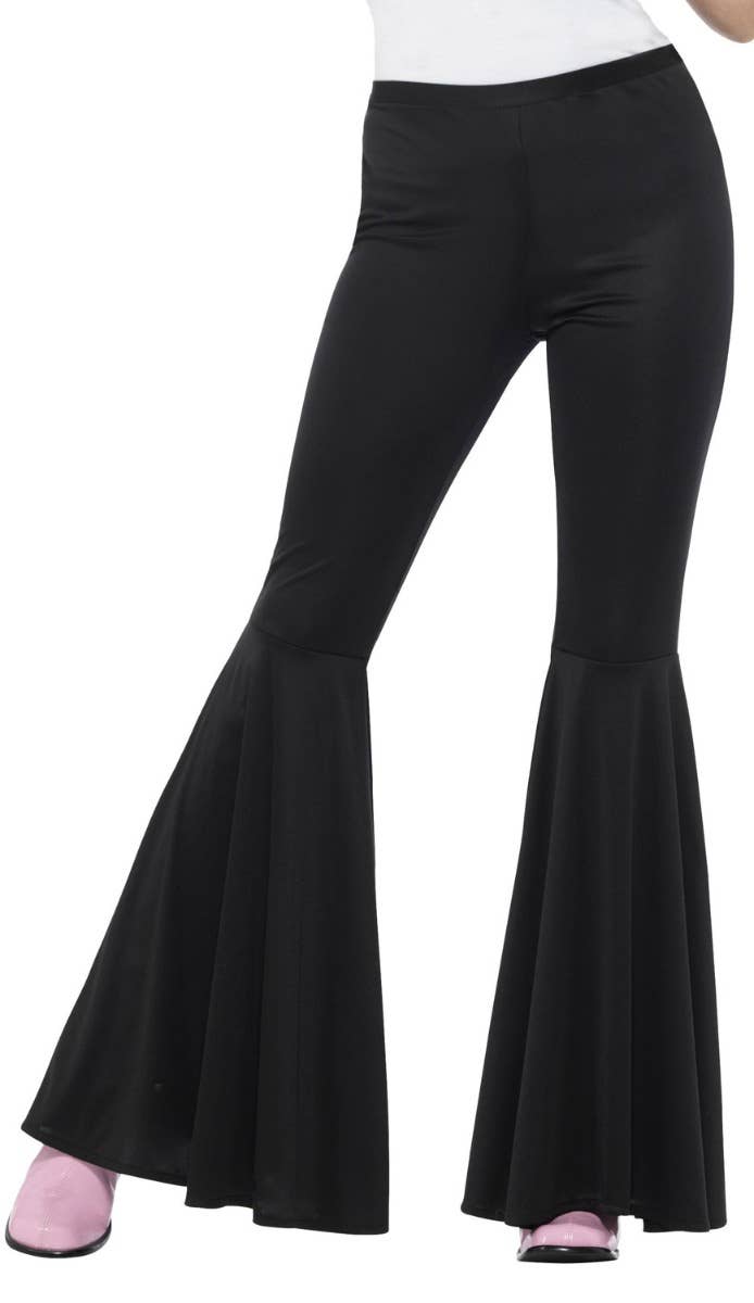 Women's Black Stretch 1970's Flared Costume Pants