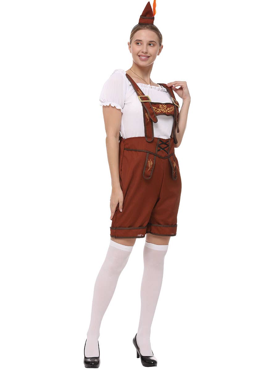 Image of Alpine Women's Brown Lederhosen Oktoberfest Costume - Alternate Image