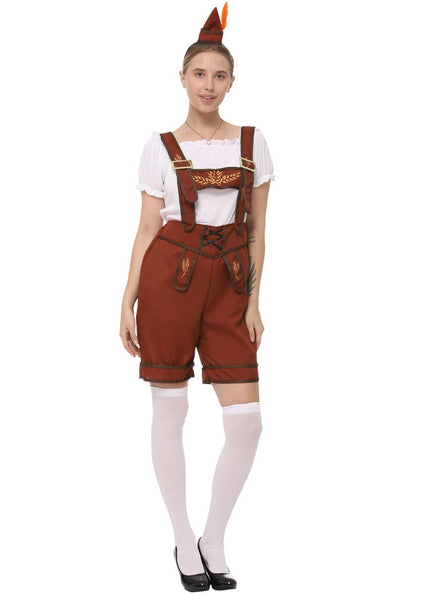 Image of Alpine Women's Brown Lederhosen Oktoberfest Costume - Main Image