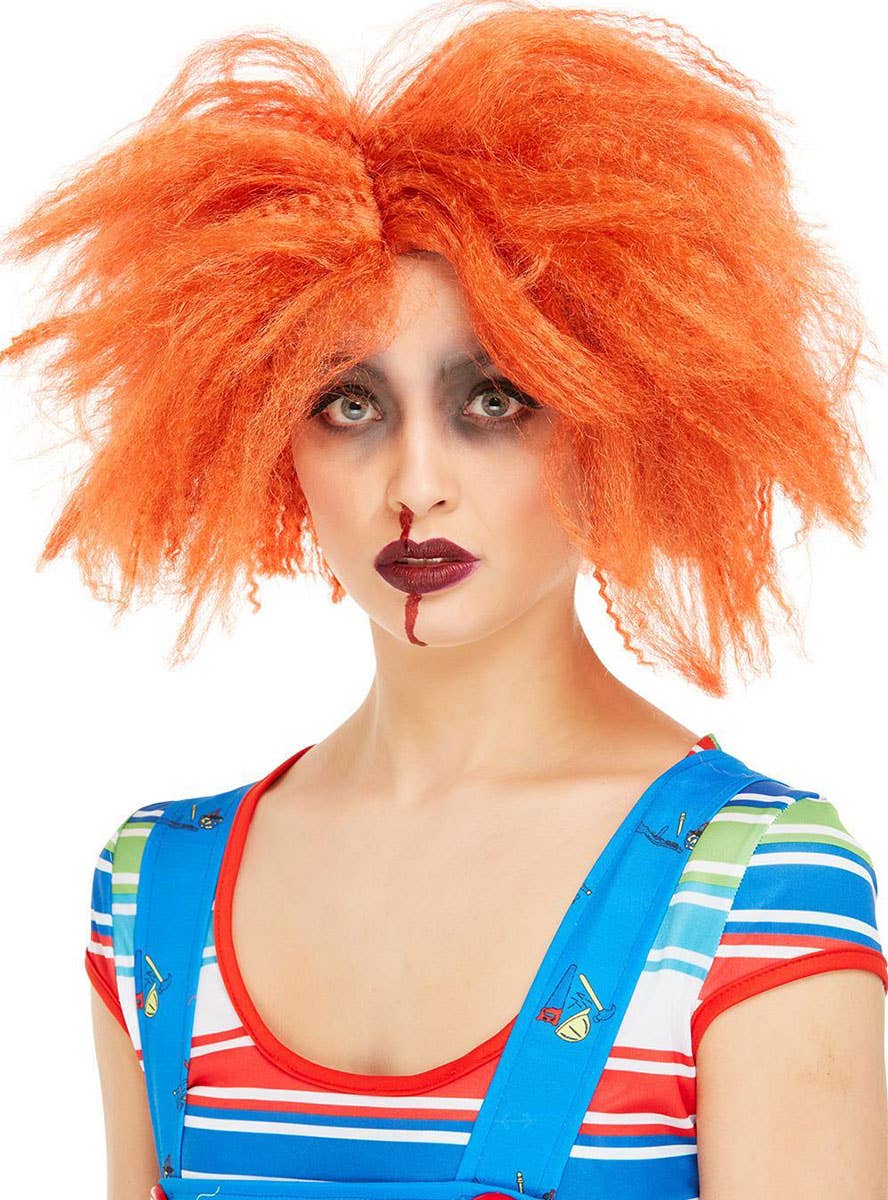 Image of Orange Crimped Women's Chucky Costume Wig