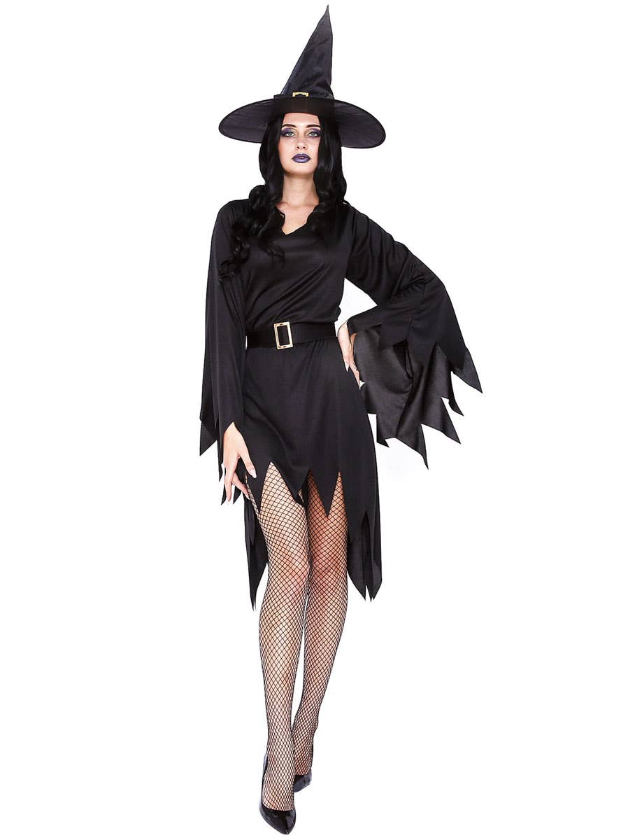 Classic Black Sexy Witch Halloween Costume for Women - Main Image
