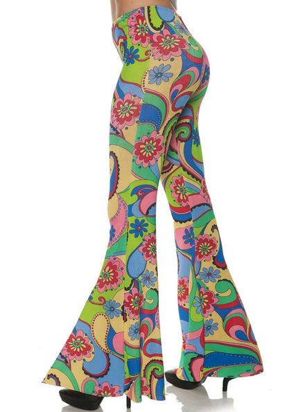 Image of Psychedelic 70s Flared Hippie Womens Costume Pants