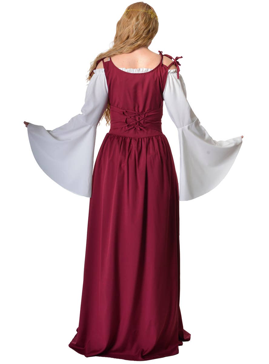 Image of back of Medieval Crimson Red Women's Costume Dress
