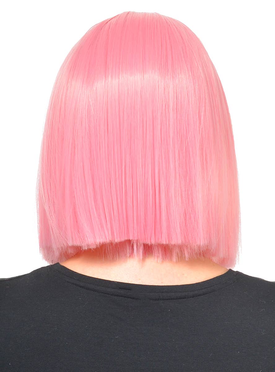 Image of Deluxe Light Pink Women's Heat Resistant Bob Costume Wig - Back View (Pre-Cut)