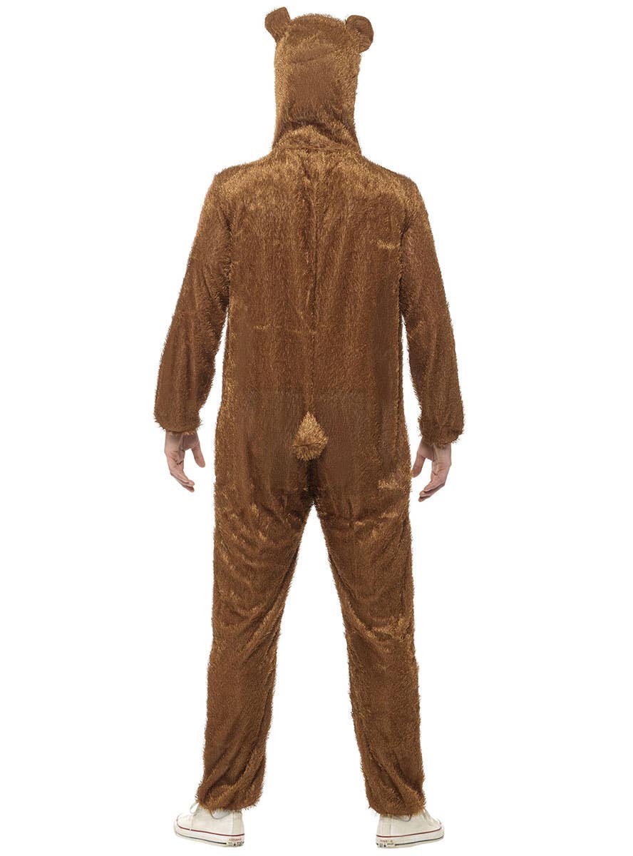 Image of Fuzzy Brown Bear Women's Onesie Costume - Back Image