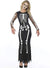Image of Long Womens Skeleton Print Halloween Costume - Front View