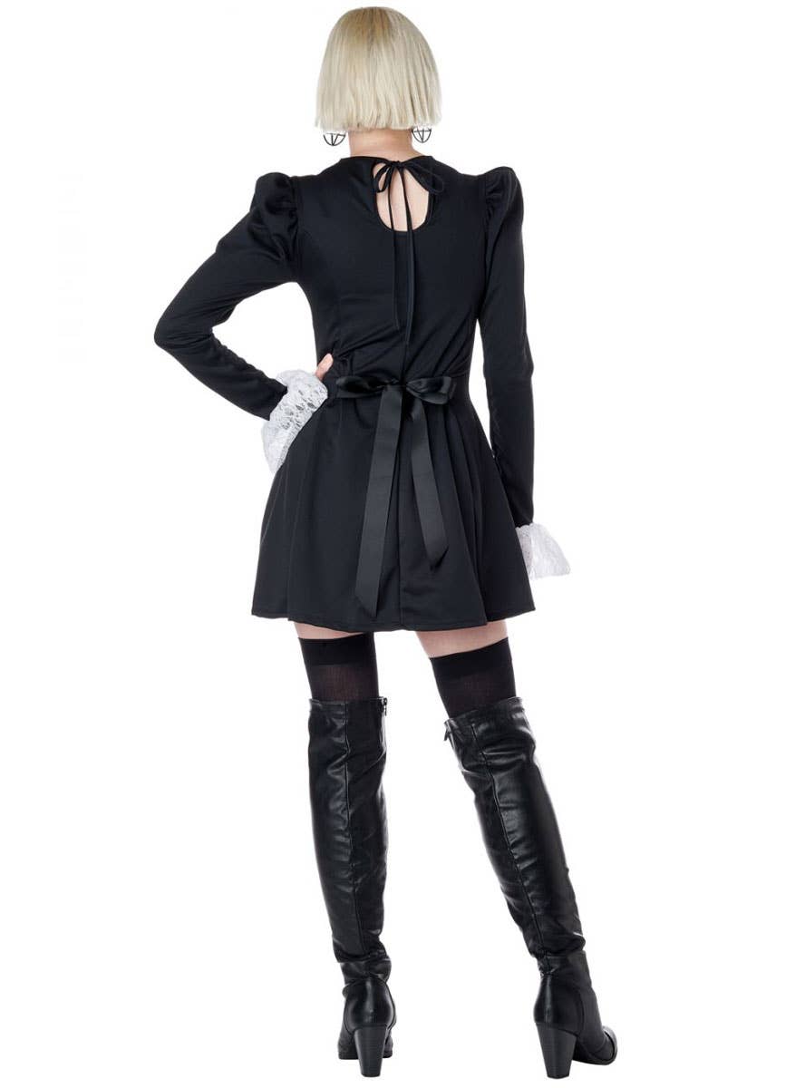 Image of Gothic Wednesday Addams Womens Halloween Costume - Back View