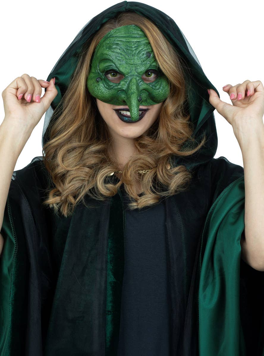 Image of Spooky Green Witch Costume Accessory Kit - Main Mask Image